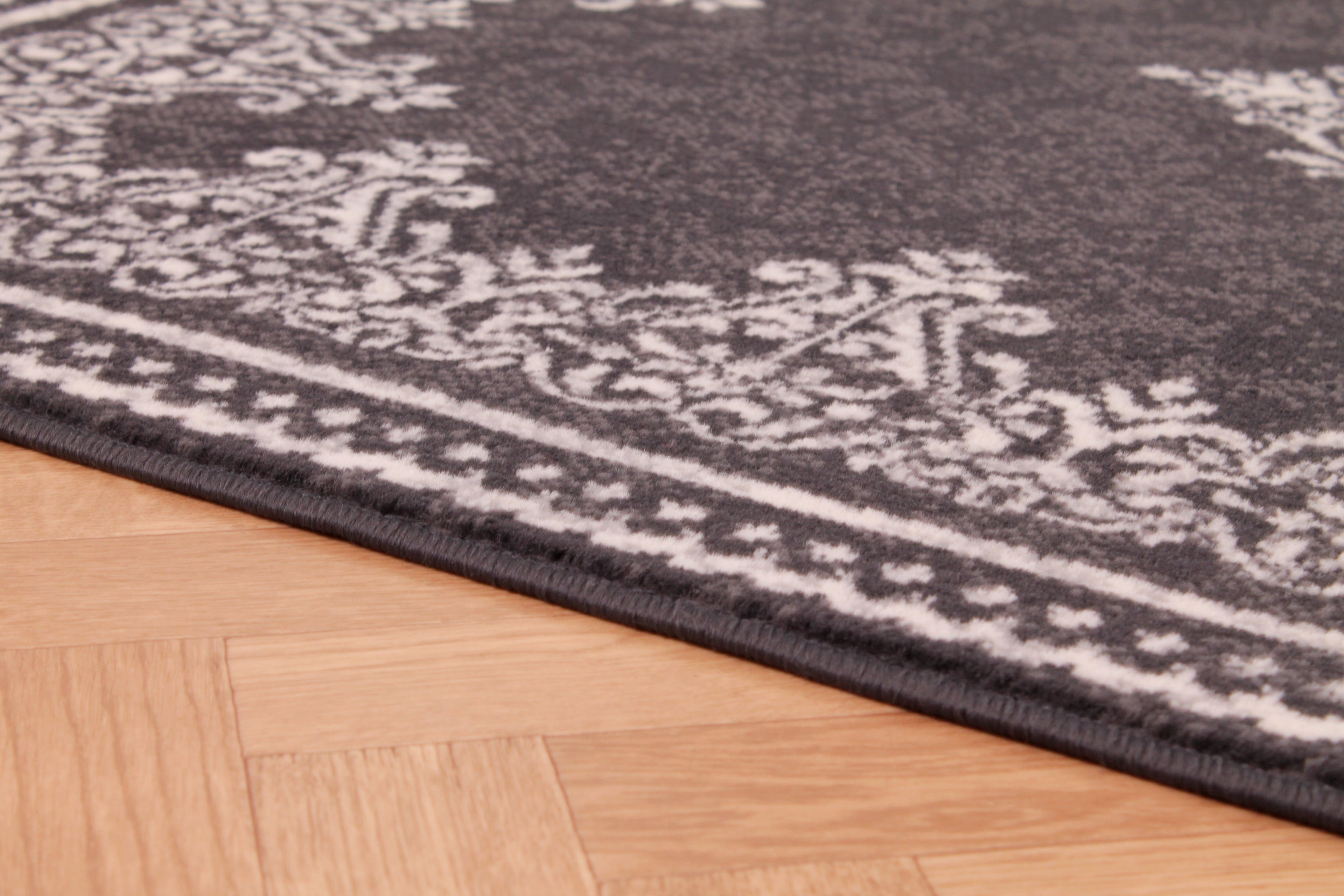 Traditional Poly Douglas Dark Grey Rug