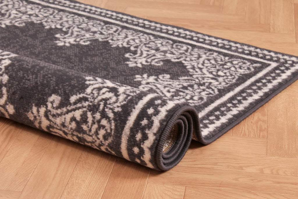 Traditional Poly Douglas Dark Grey Rug