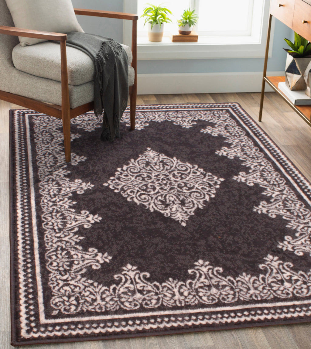 Traditional Poly Douglas Dark Grey Rug