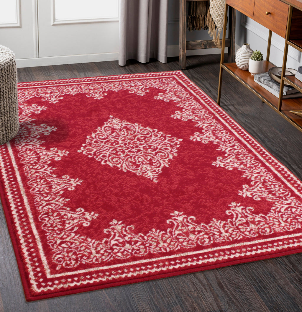 Traditional Poly Douglas Red Rug