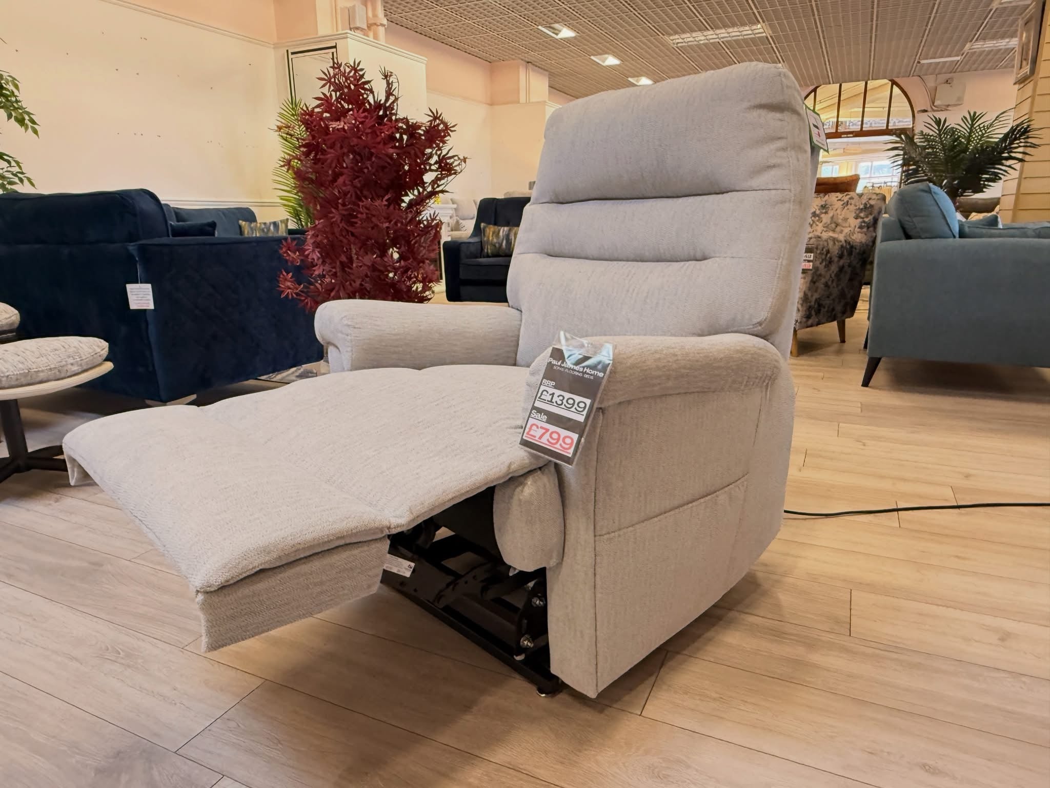 Serenity Lift & Rise Recliner Chair – Soft Silver Grey Fabric