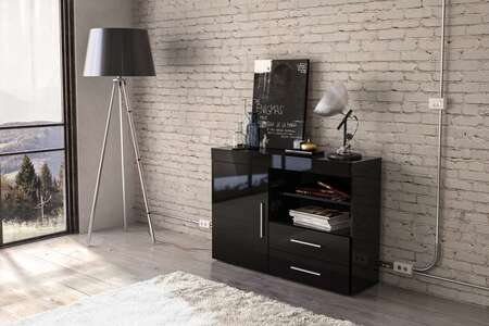 1 Door 2 Drawer Sideboard Black