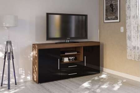 2 Door 2 Drawer Sideboard Walnut & Black