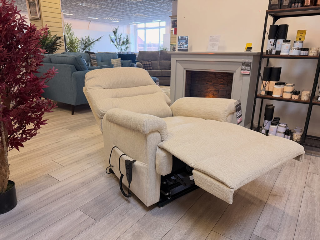 Serenity Lift & Rise Recliner Chair – Natural Beige Fabric