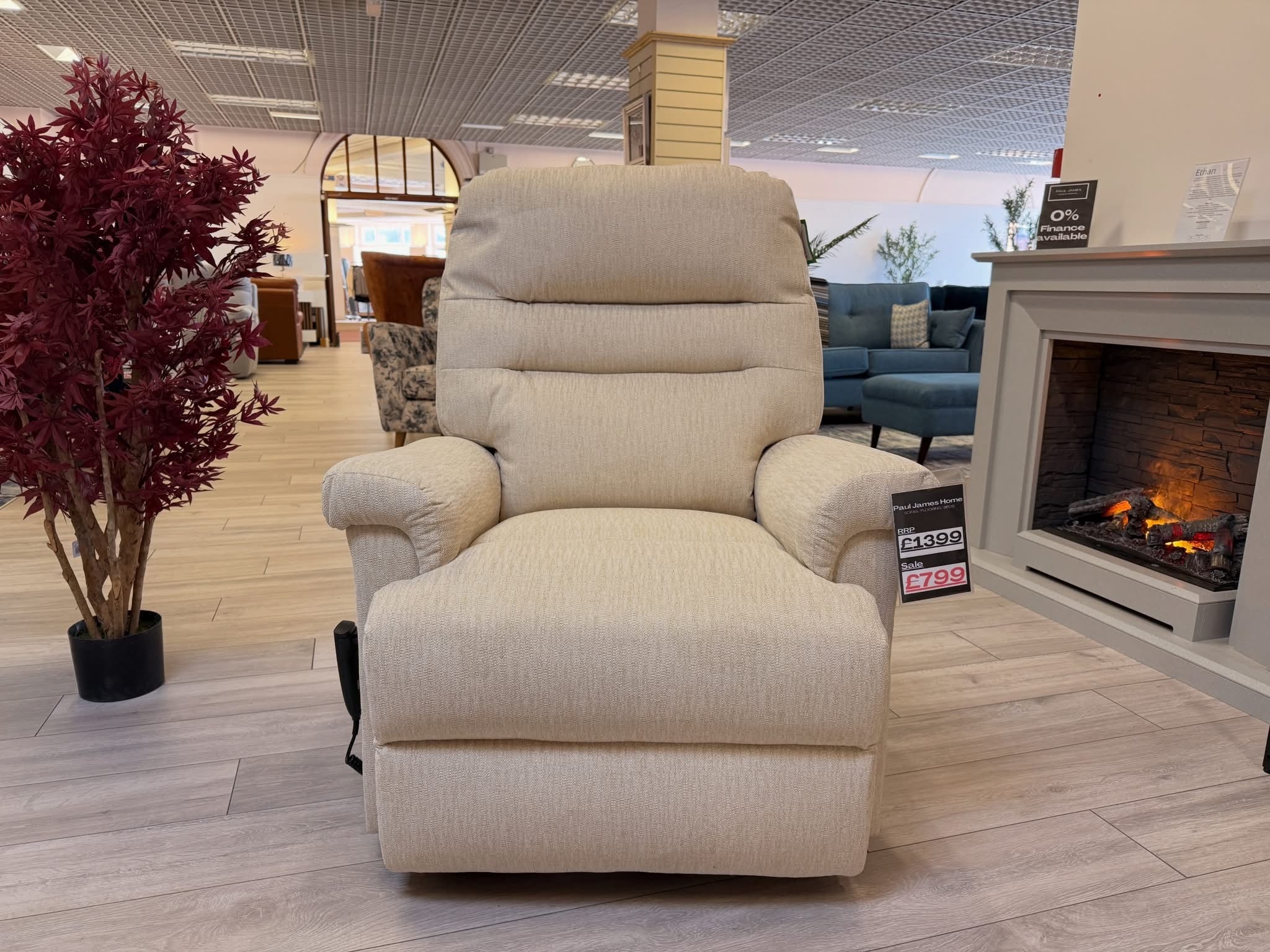 Serenity Lift & Rise Recliner Chair – Natural Beige Fabric