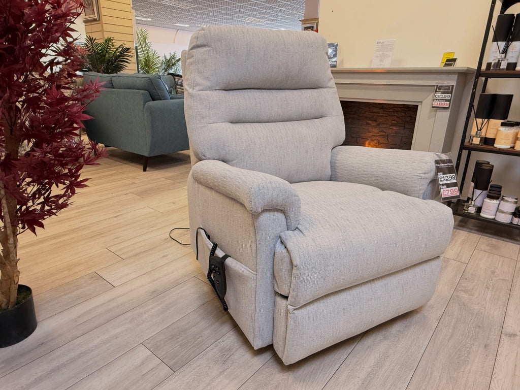 Serenity Lift & Rise Recliner Chair – Soft Silver Grey Fabric