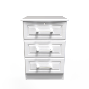 3 Drawer Bedside Cabinet - With Lock