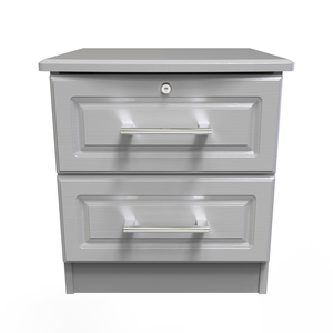 2 Drawer Bedside Cabinet - With Lock