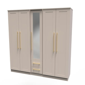 Tall 5 Door 2 Drawer Centre Mirror Robe