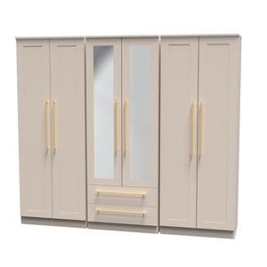Tall 6 Door 2 Drawer Centre Mirror Robe