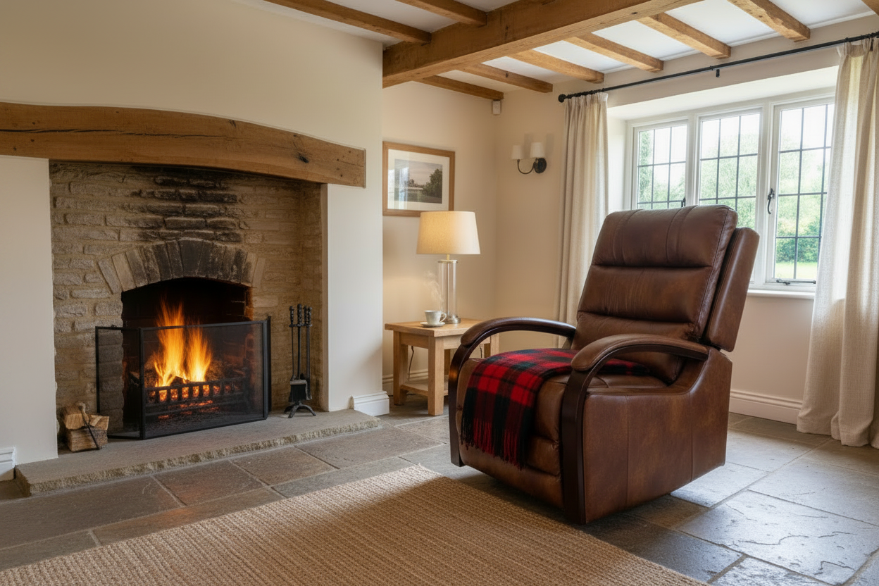 Luxury Dual Motor Rise & Recliner Chair – Brown Leather Look – £799