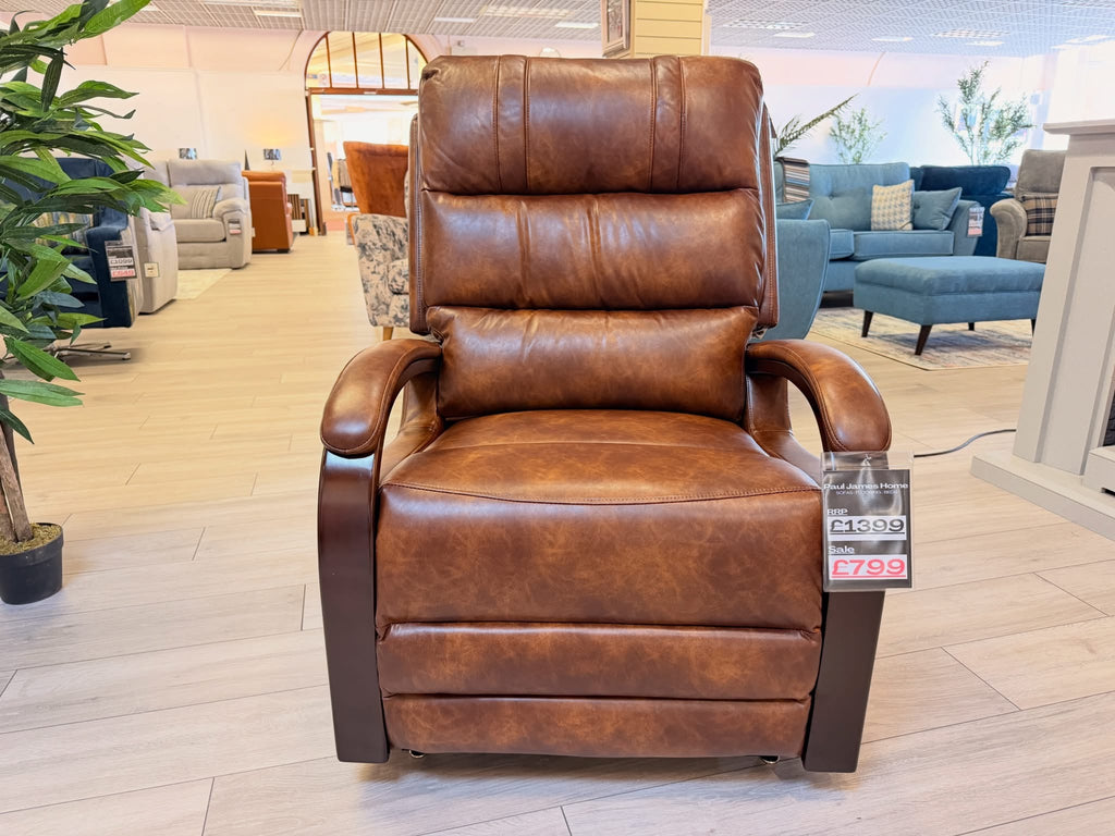 Luxury Dual Motor Rise & Recliner Chair – Brown Leather Look – £799
