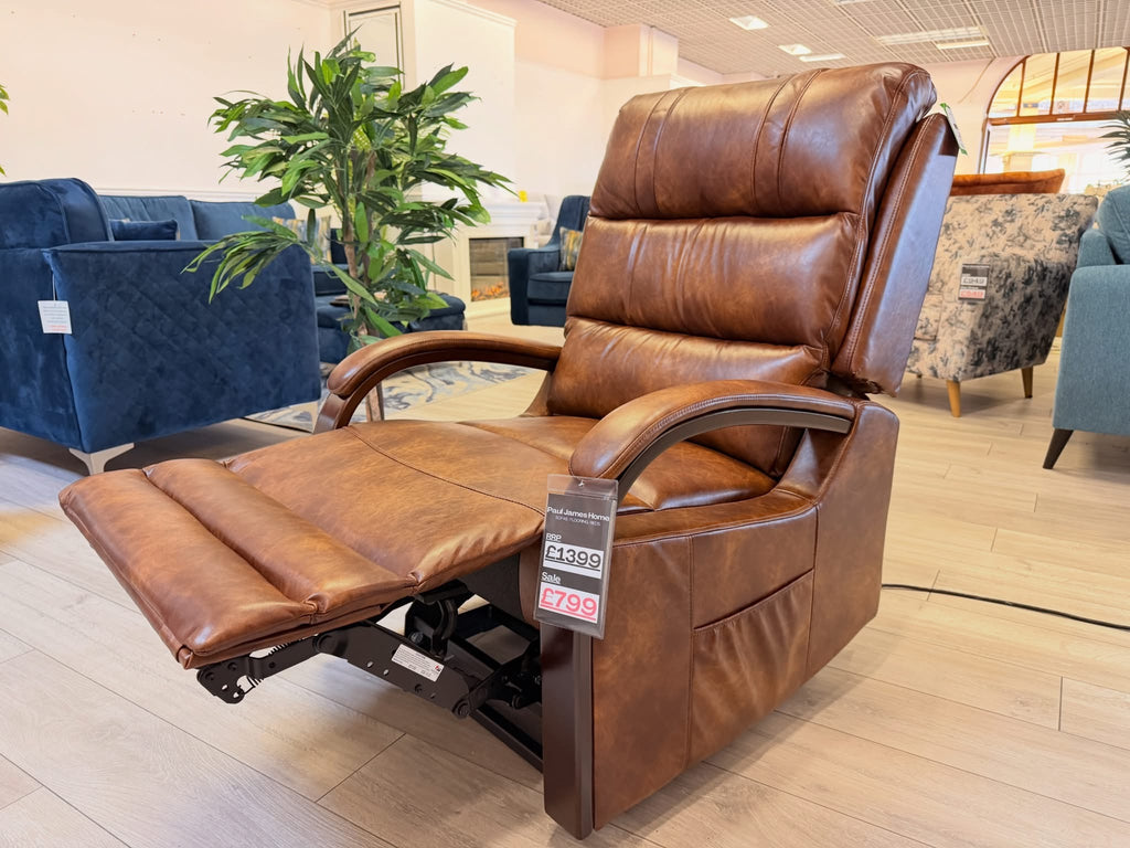 Luxury Dual Motor Rise & Recliner Chair – Brown Leather Look – £799