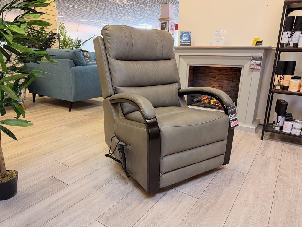 Luxury Dual Motor Rise & Recliner Chair – Grey Leather Look – £799