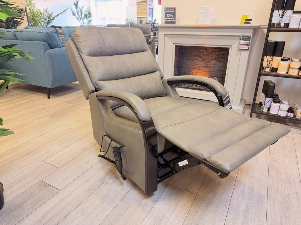 Luxury Dual Motor Rise & Recliner Chair – Grey Leather Look – £799