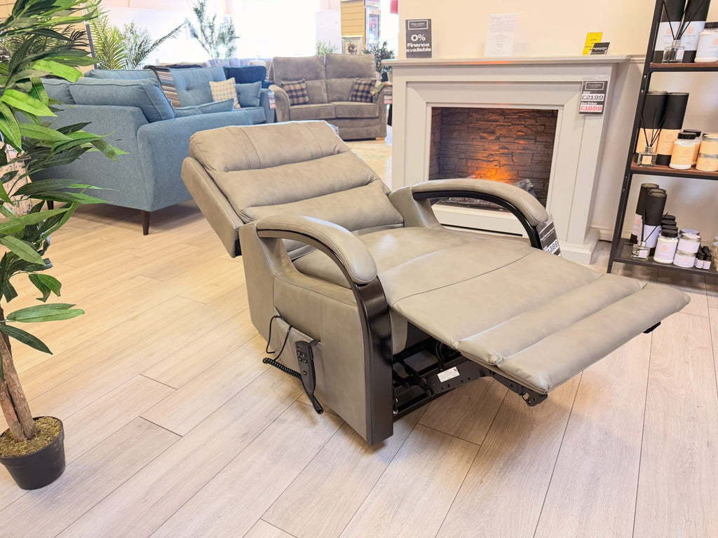 Luxury Dual Motor Rise & Recliner Chair – Grey Leather Look – £799