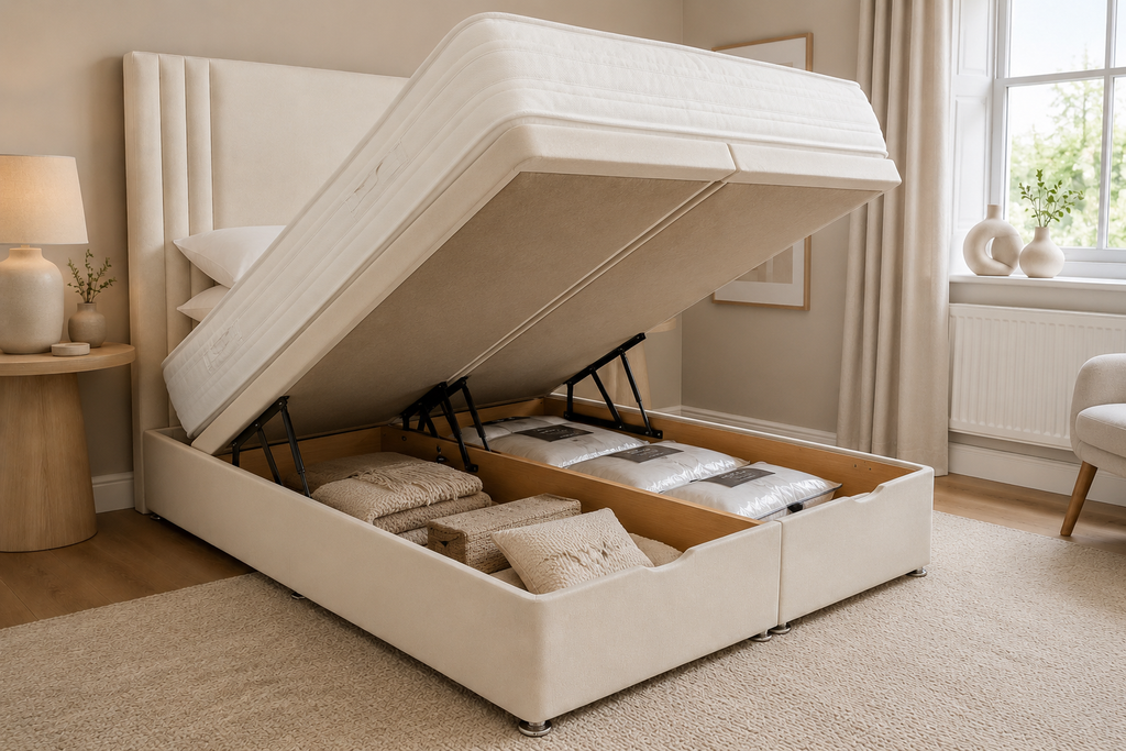 Titan Ottoman Storage Opening Divan Set & 24" HB Package Deal