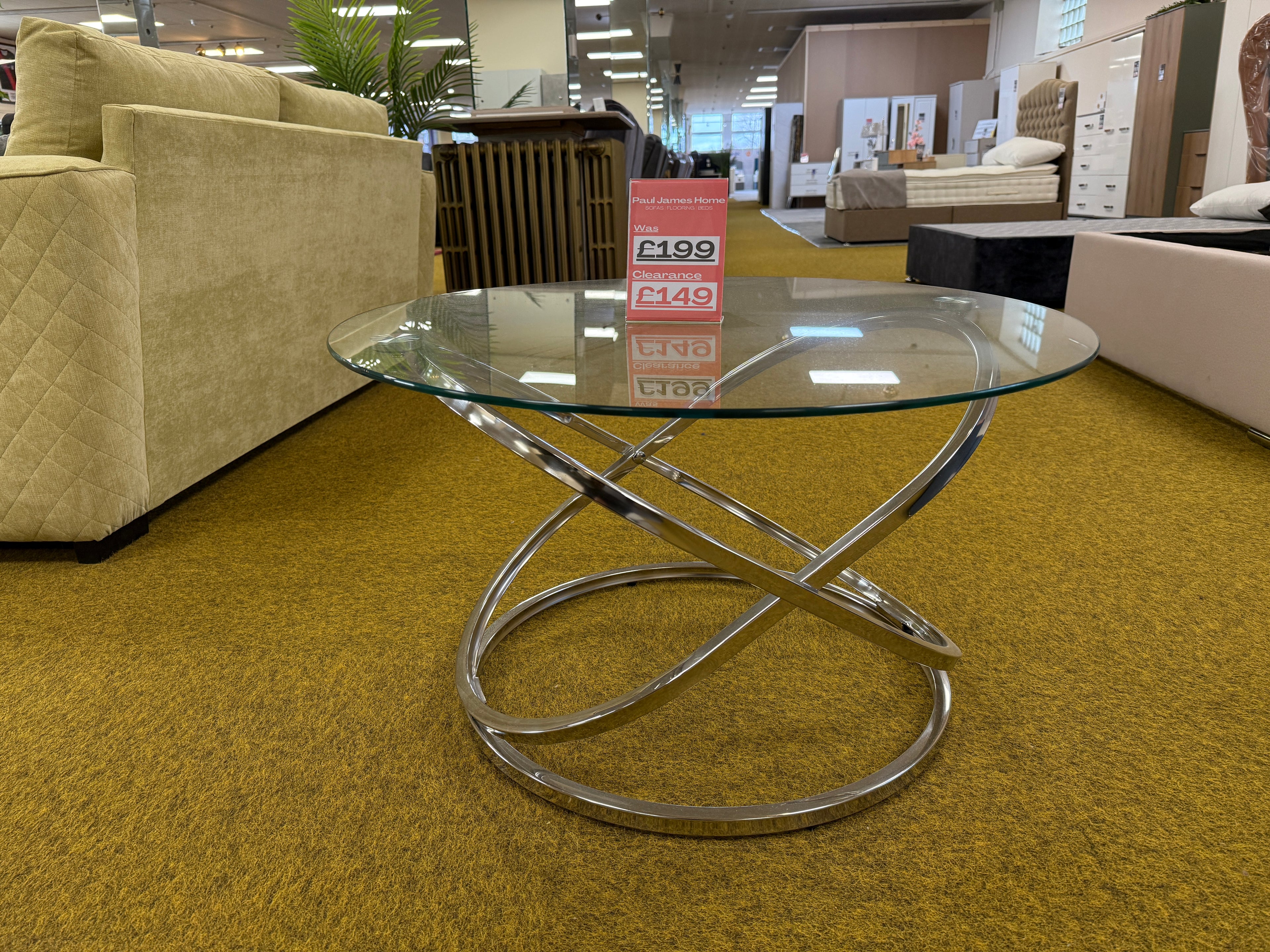 Clear Glass and Chrome Rizzo Round Coffee Table