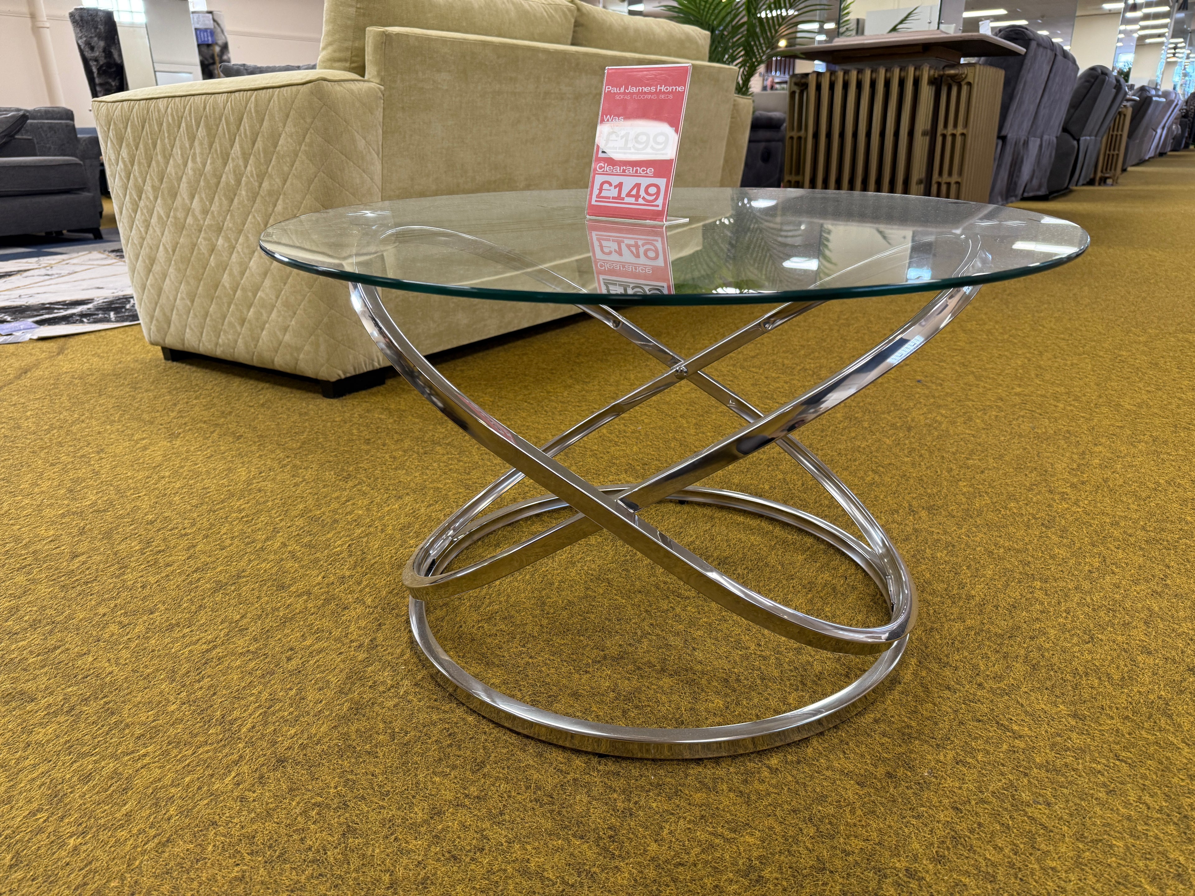 Clear Glass and Chrome Rizzo Round Coffee Table