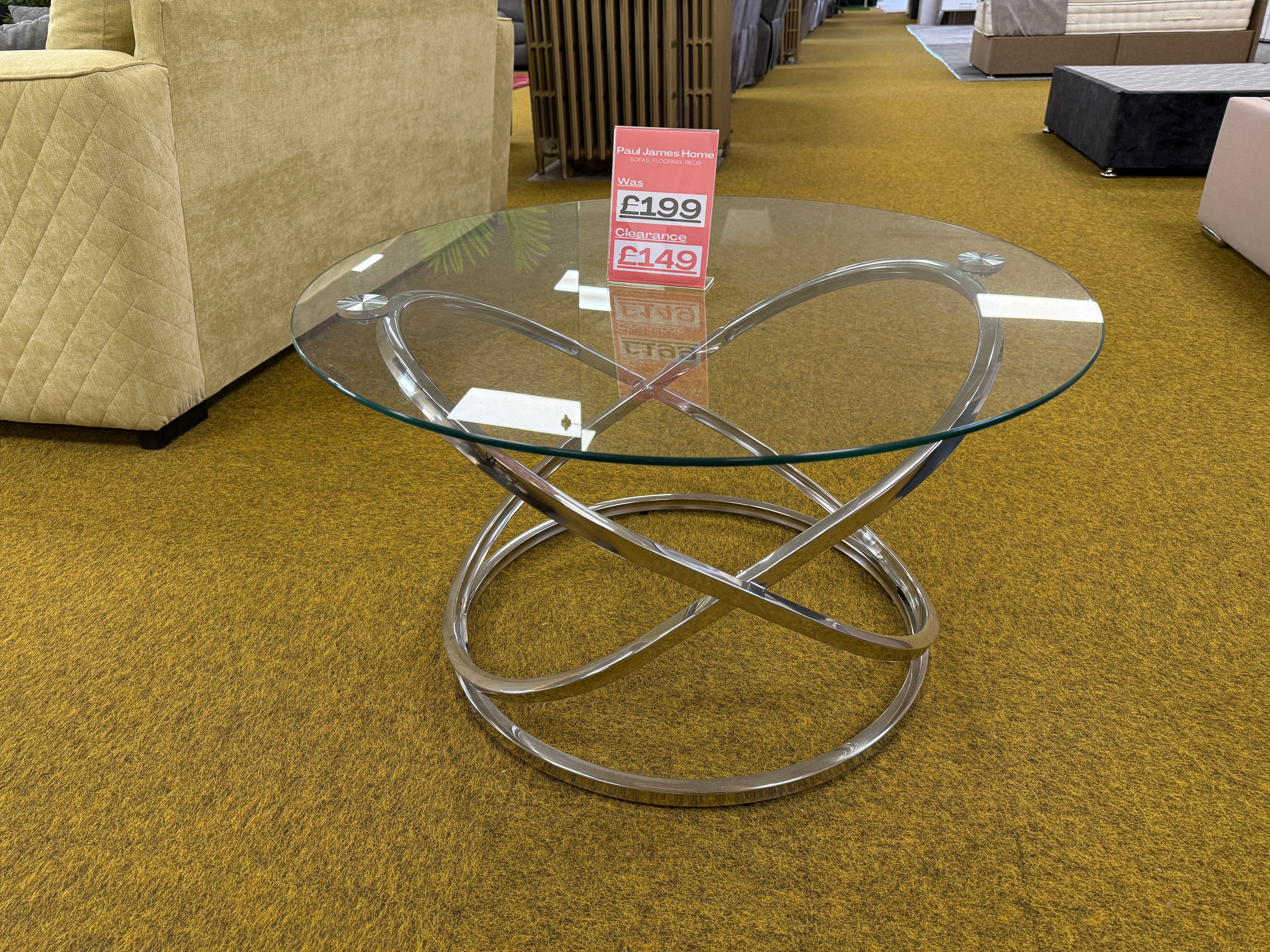 Clear Glass and Chrome Rizzo Round Coffee Table