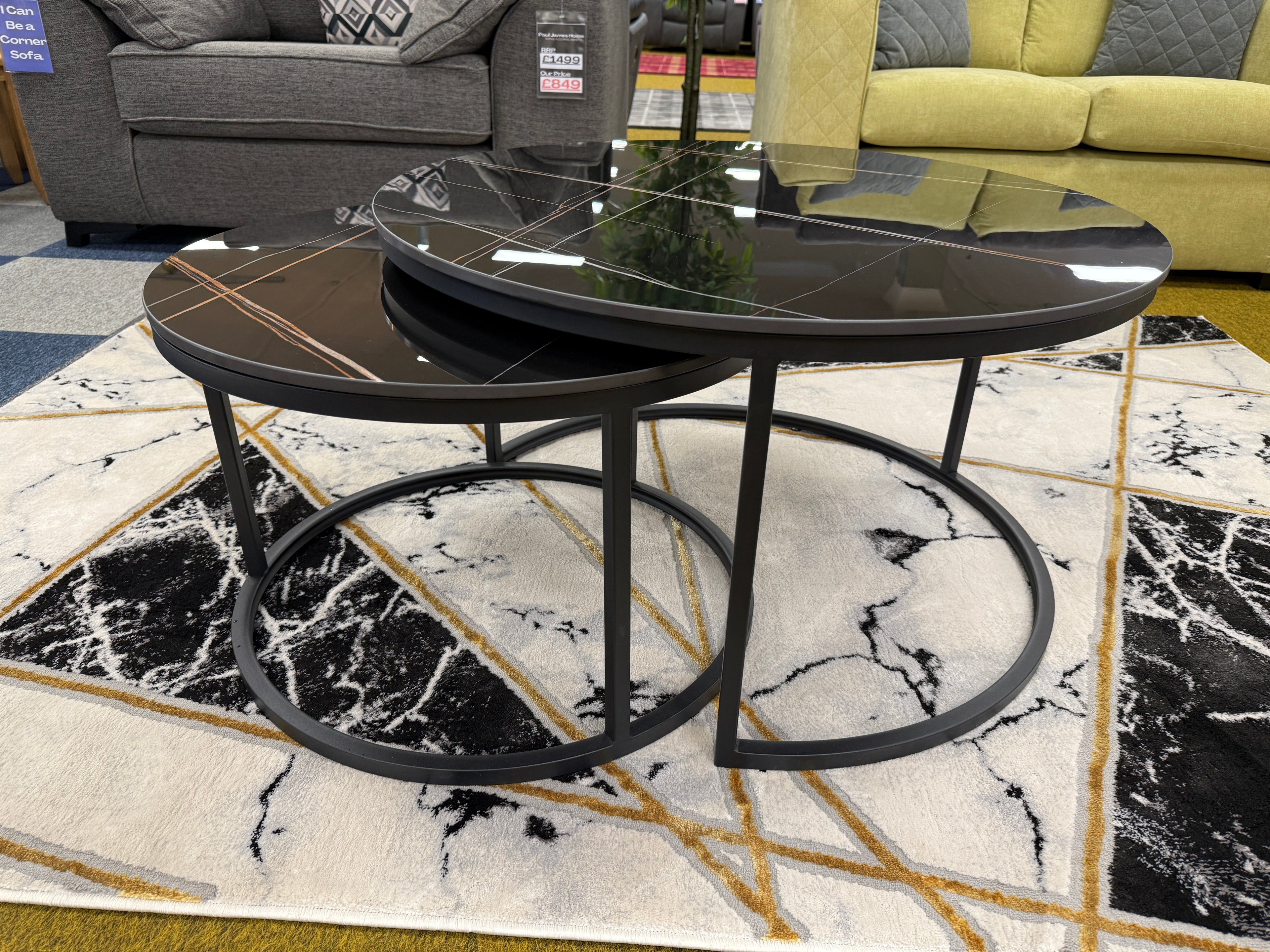 Round Black Nest of Tables