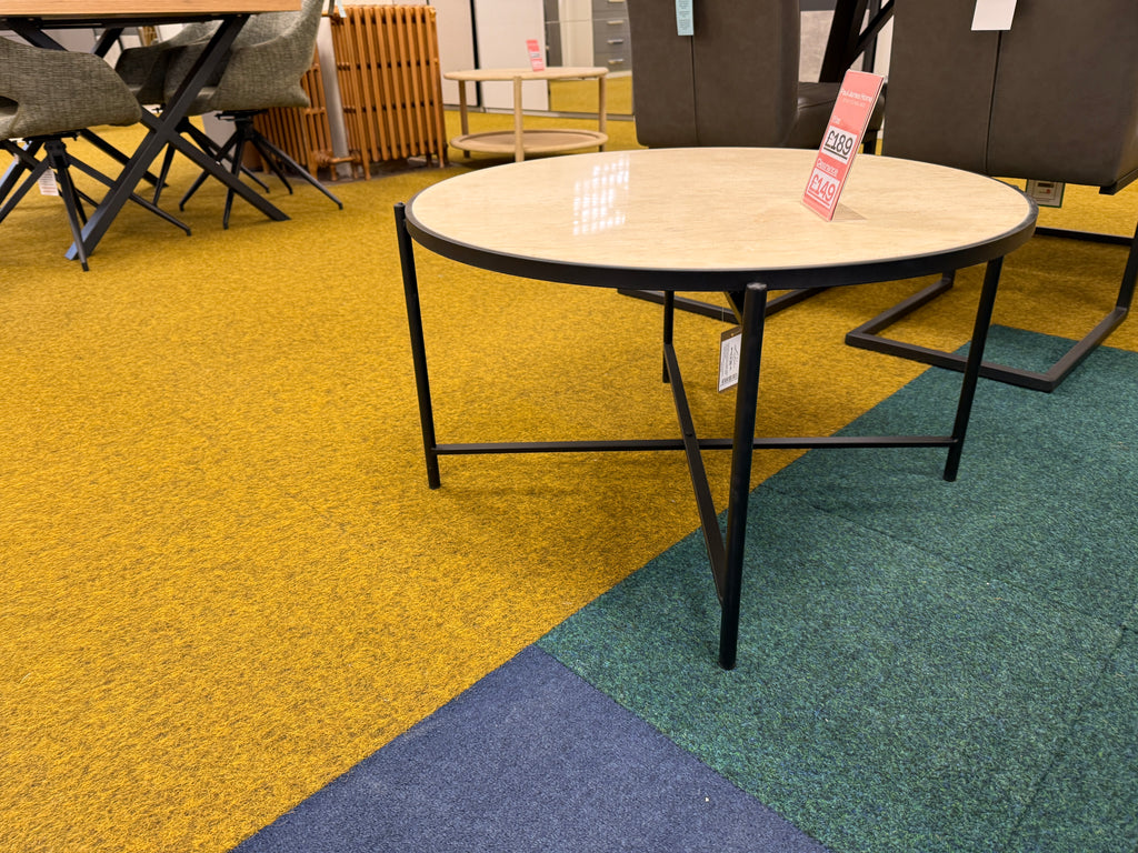 Marble and Black Metal Coffee Table