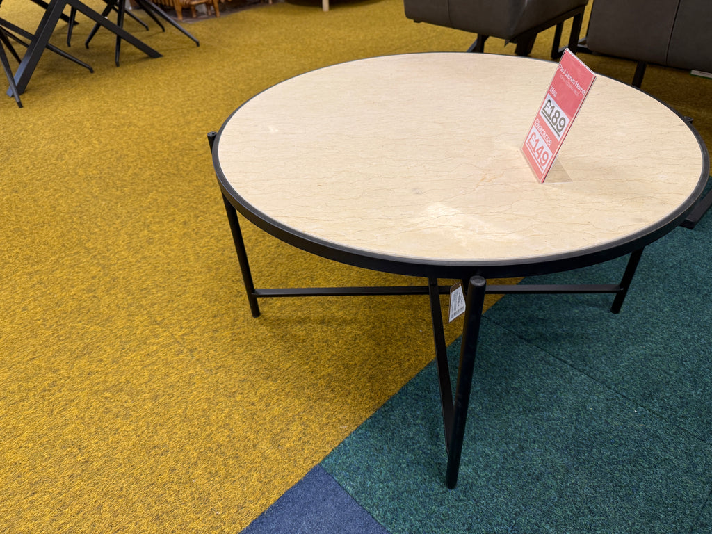 Marble and Black Metal Coffee Table