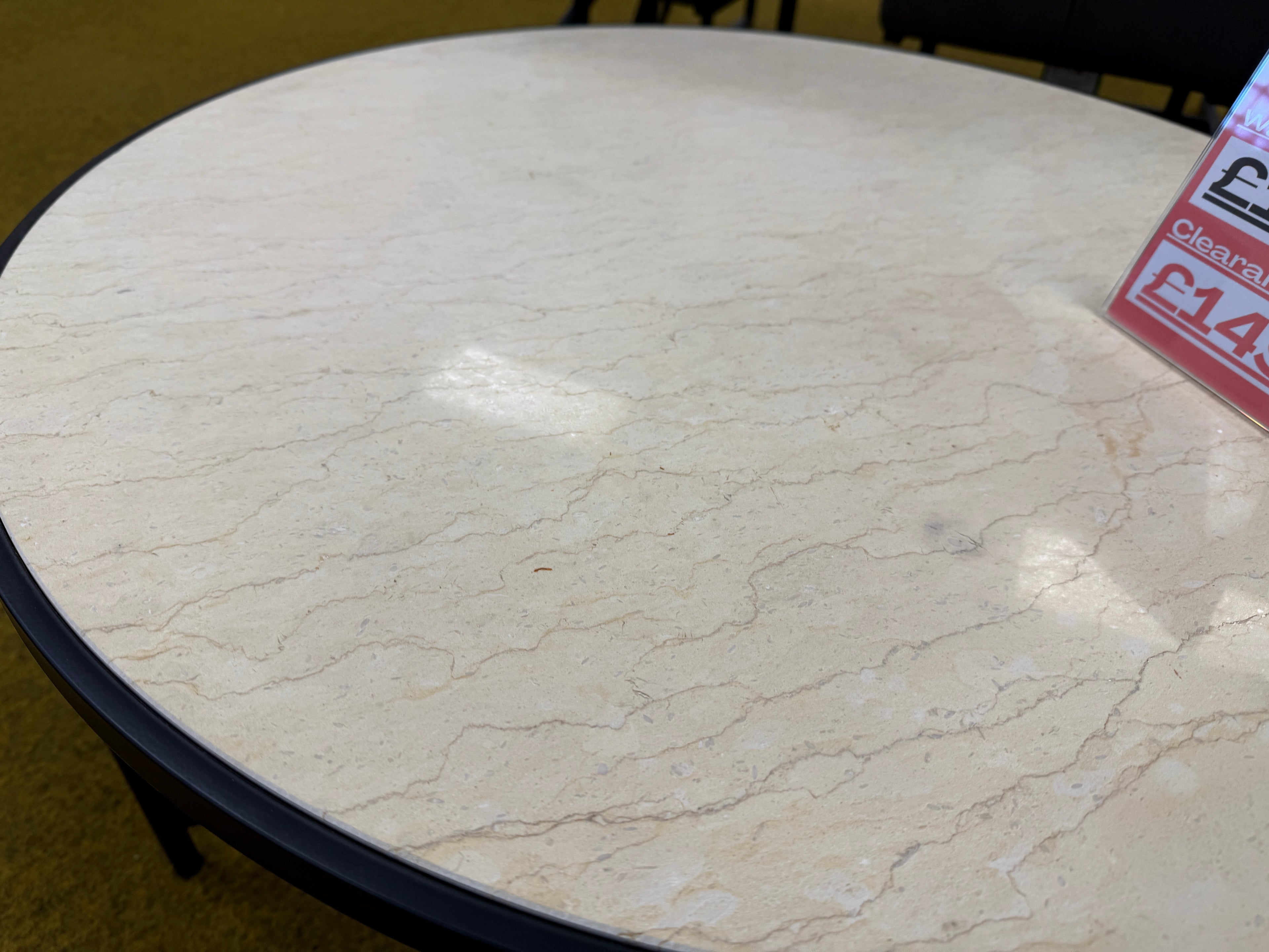 Marble and Black Metal Coffee Table