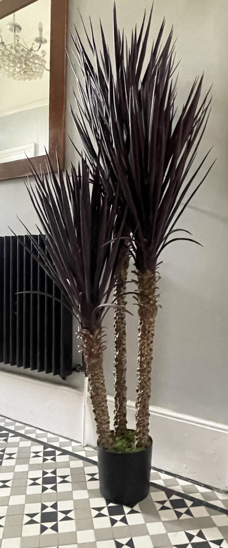 155cm Artificial Yukka Tree Plant Spiky UV Resistant Outdoor Tree Triple Dark Red / Brown