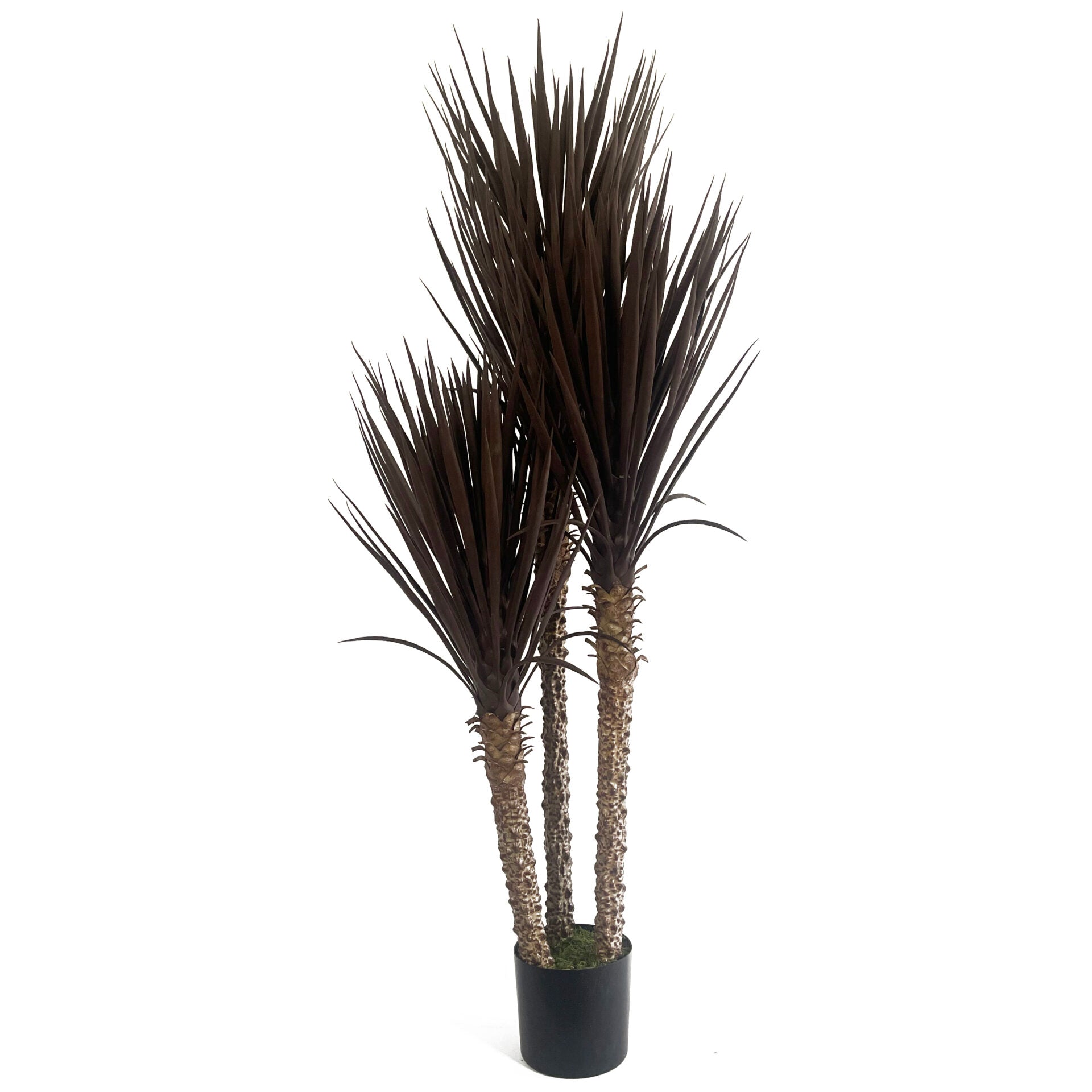 155cm Artificial Yukka Tree Plant Spiky UV Resistant Outdoor Tree Triple Dark Red / Brown