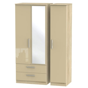 Triple 2 Drawer Mirror Robe
