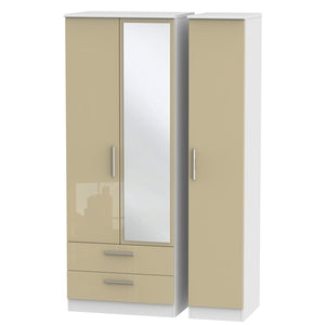 Tall Triple 2 Drawer Mirror Robe