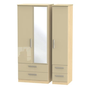 Triple 2 Drawer Mirror + Drawer Robe