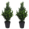 60cm Pair of Artificial Cedar Cypress Topiary UV Resistant