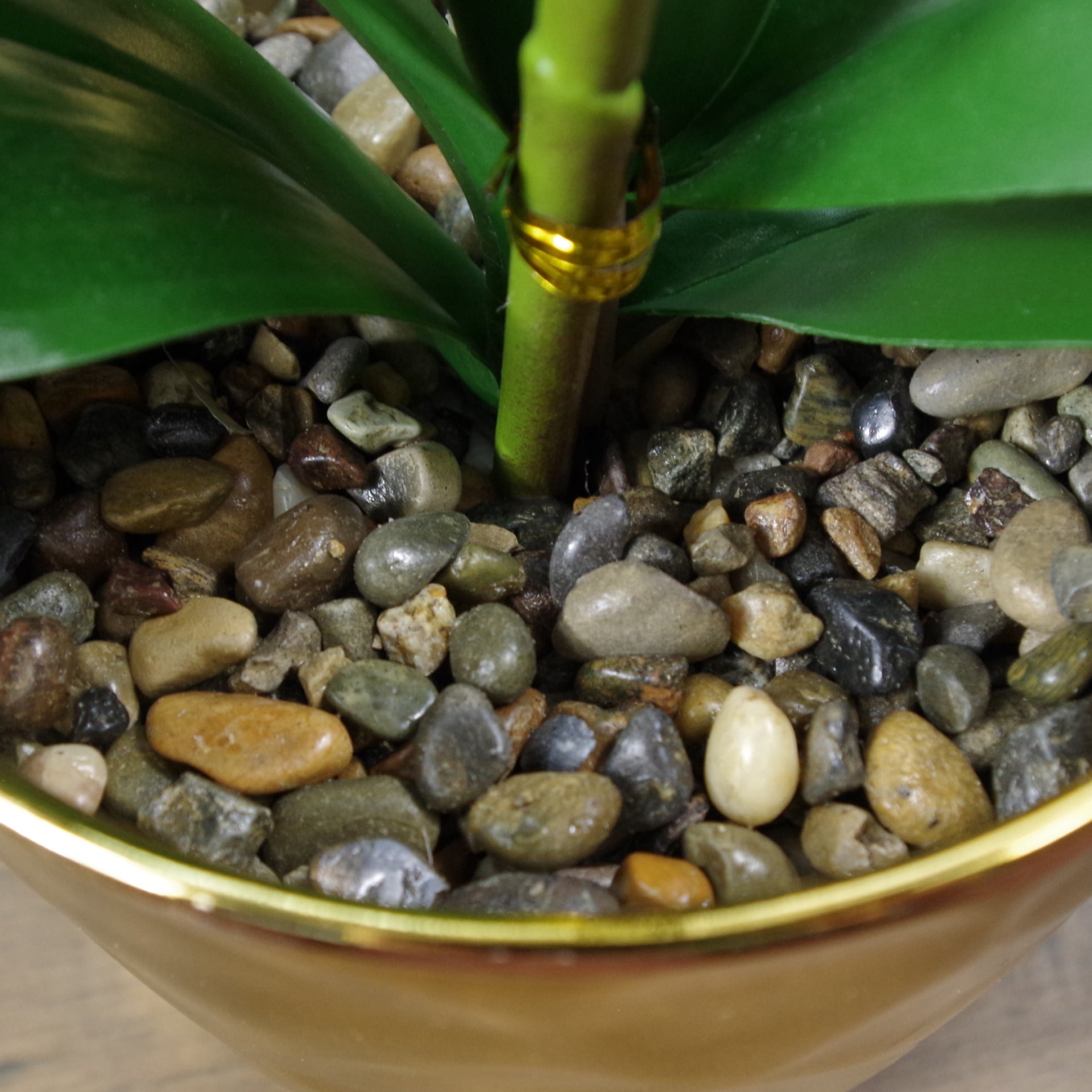 48cm Golden Orchid Artificial  - Yellow with Gold Pot