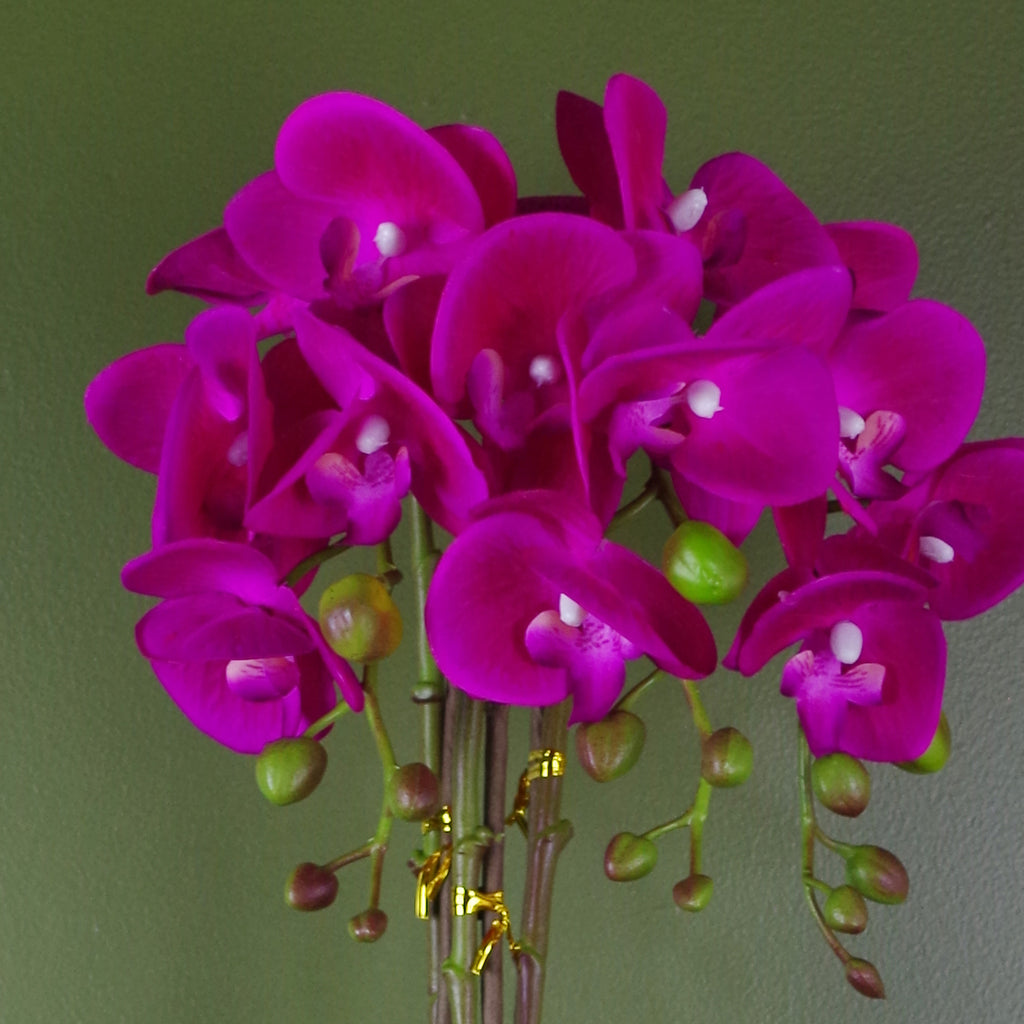 52cm Artificial Orchid Large - Dark Pink / Silver