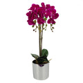 52cm Artificial Orchid Large - Dark Pink / Silver