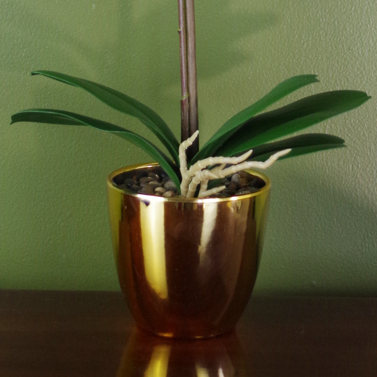 46cm Artificial Orchid Dark Pink / Silver