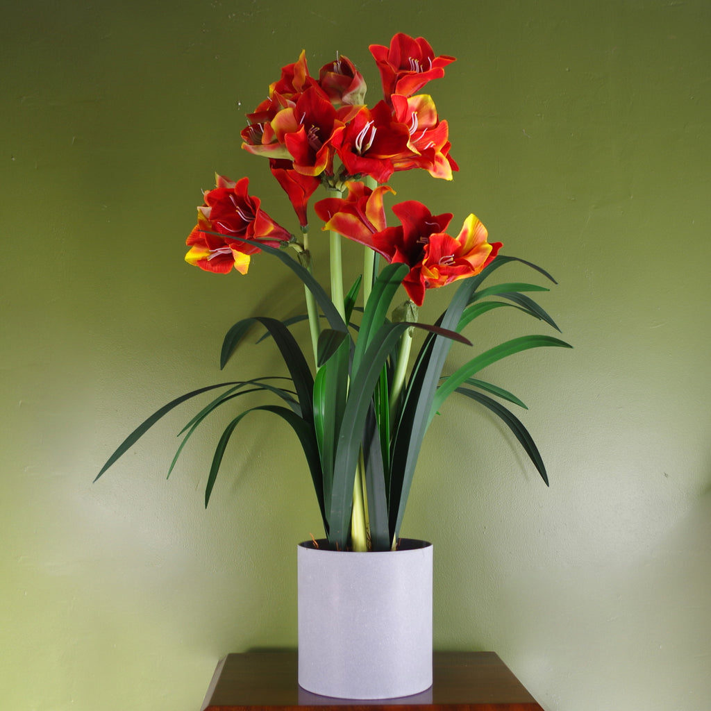 Artificial Amarylis Flowering Plant Orange