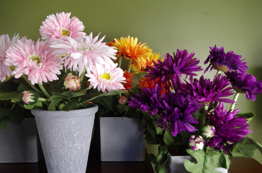 Artificial Potted Daisy Flowering Plant Orange