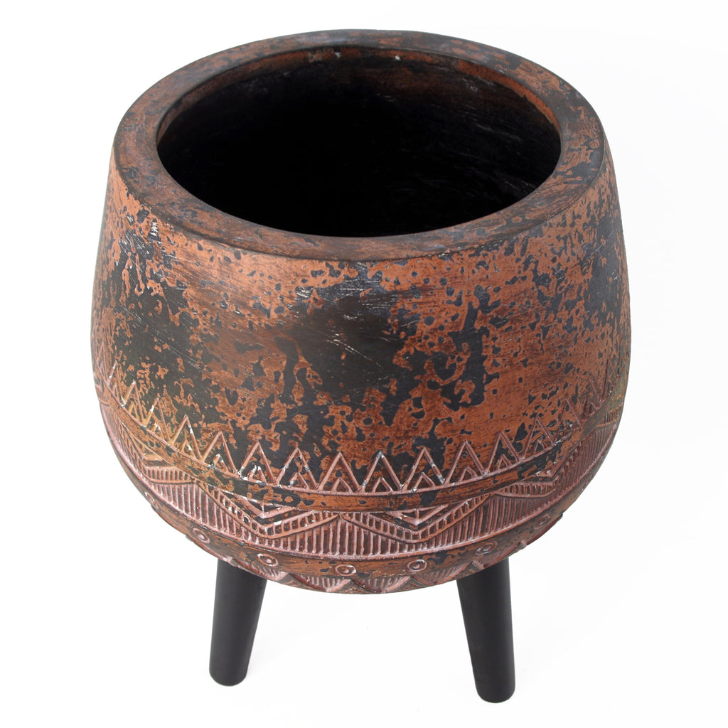 Large Composite Brown / Black Planter with Stand
