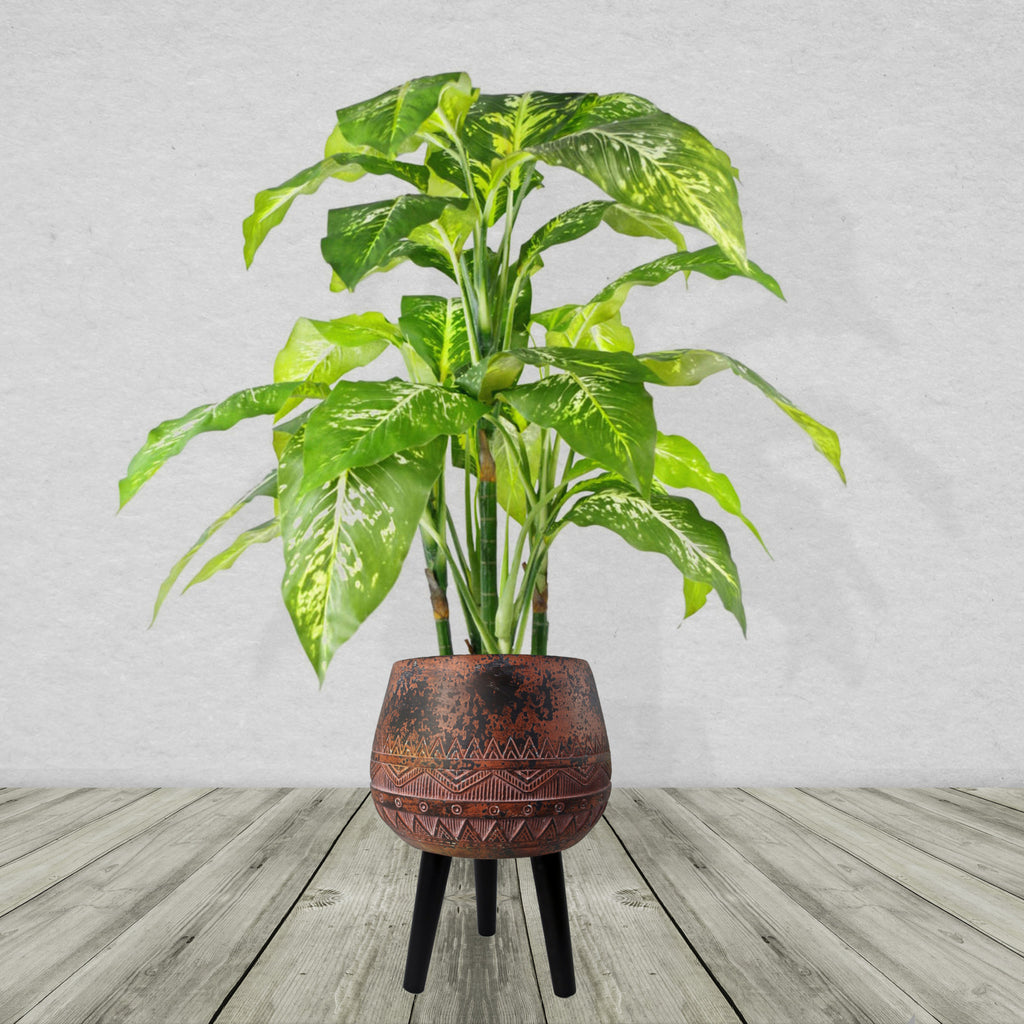 Large Composite Brown / Black Planter with Stand