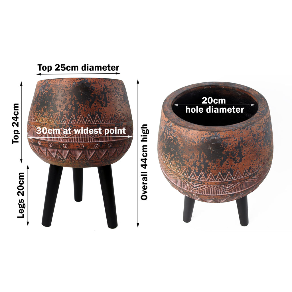 Large Composite Brown / Black Planter with Stand
