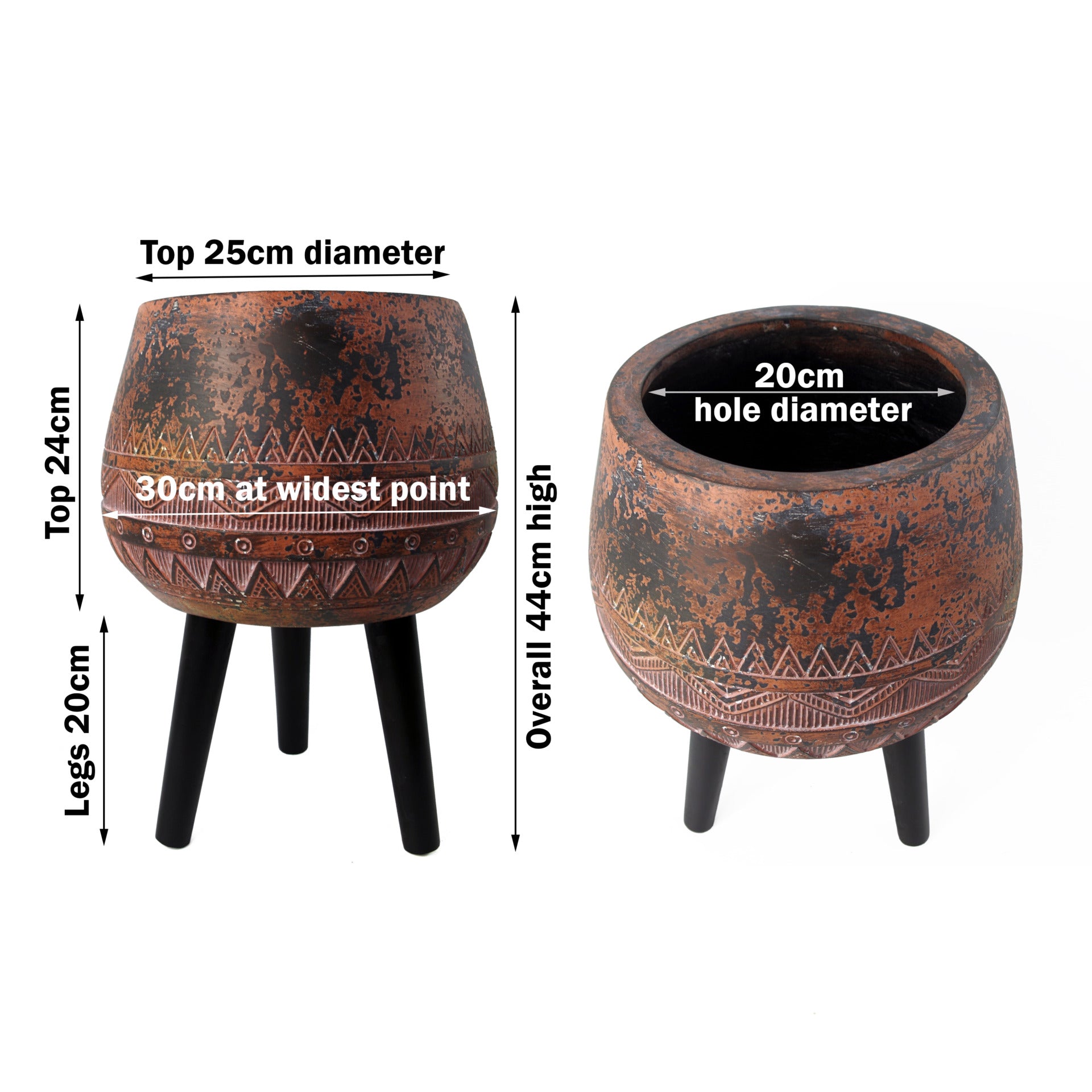 Large Composite Brown / Black Planter with Stand