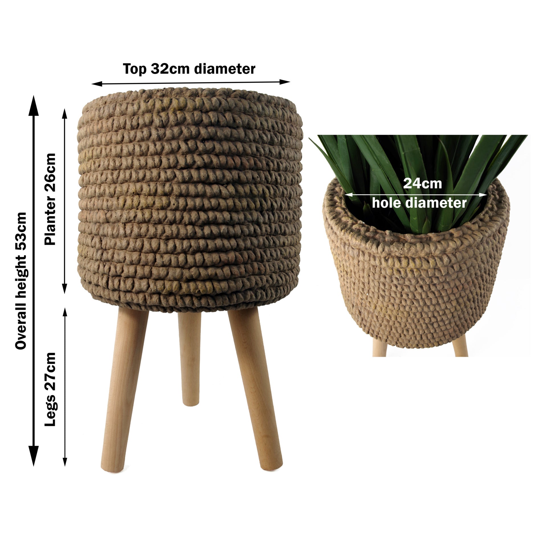 53cm x 32cm Seagrass Style Composite Large Planter