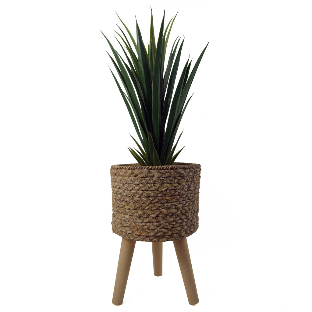 Woven Effect Composite Planter with Stand