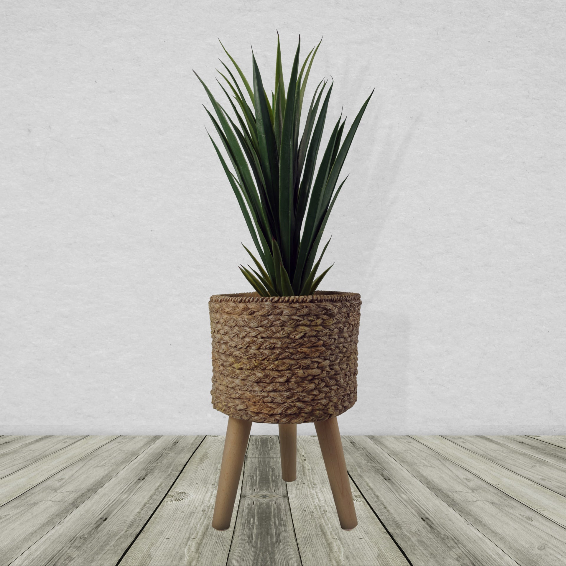 Woven Effect Composite Planter with Stand