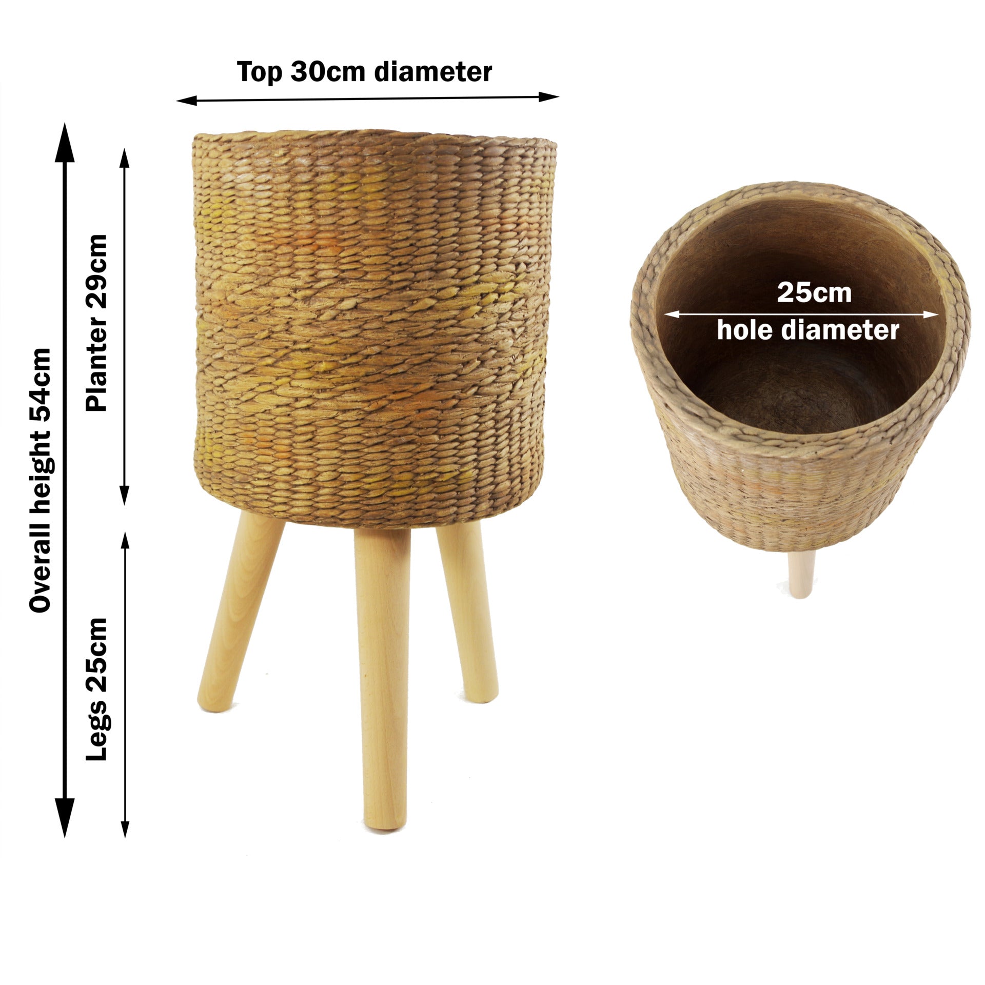 Rattan Effect Composite Planter with Stand