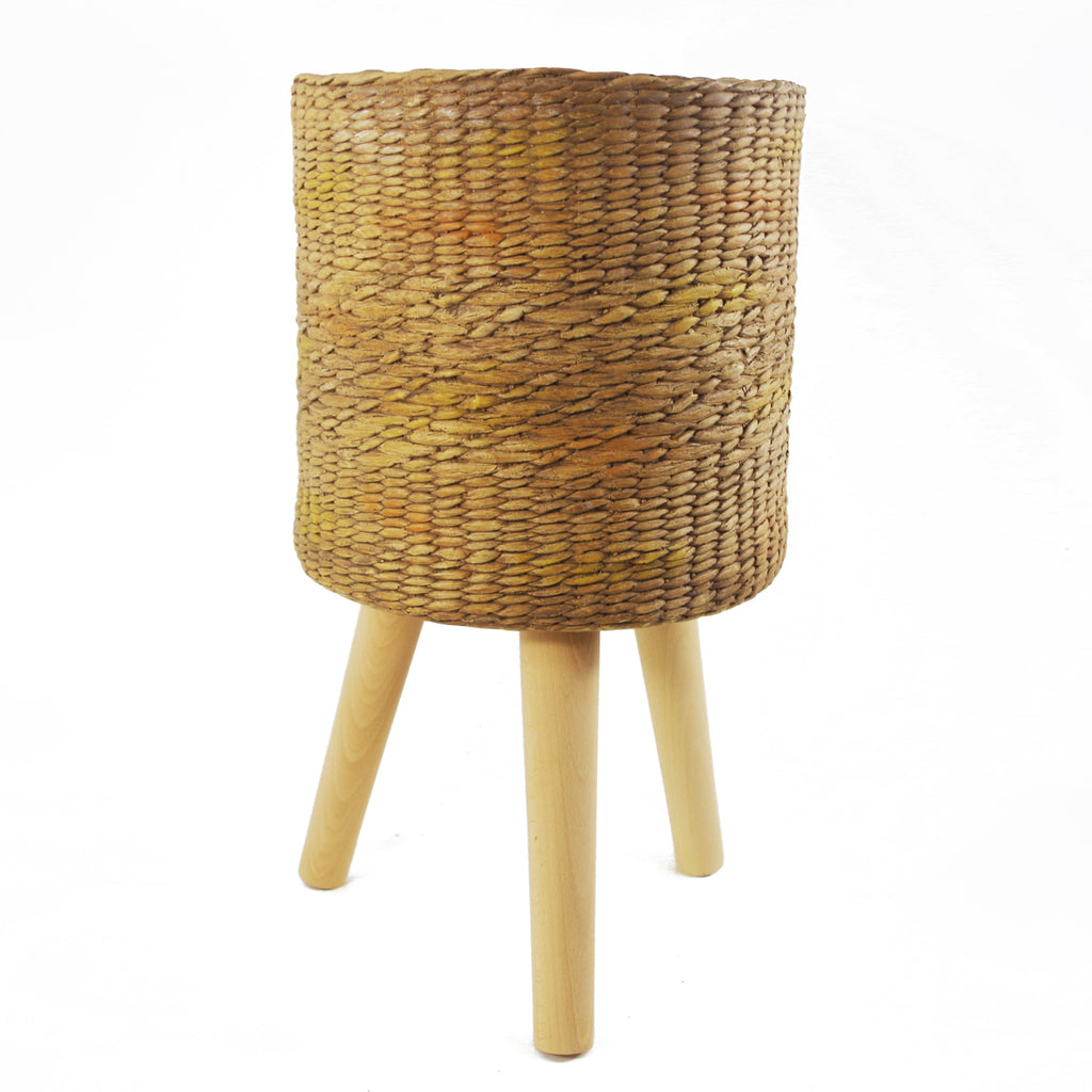 Rattan Effect Composite Planter with Stand