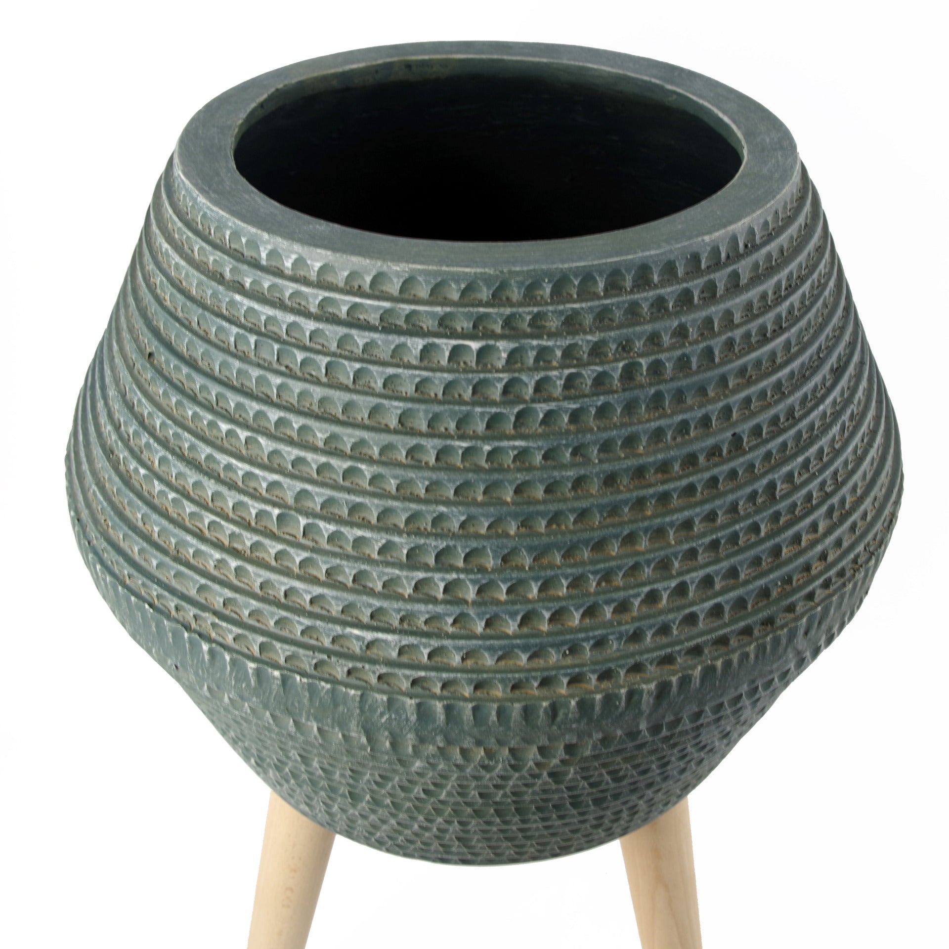 Large Composite Blue Grey Planter with Stand